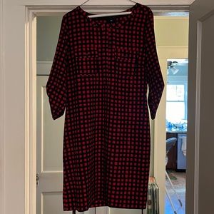 GAP Black and Red Checkered Shirtdress